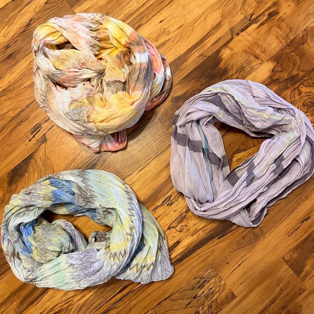 Lot of 3 Colorful Dress Scarves